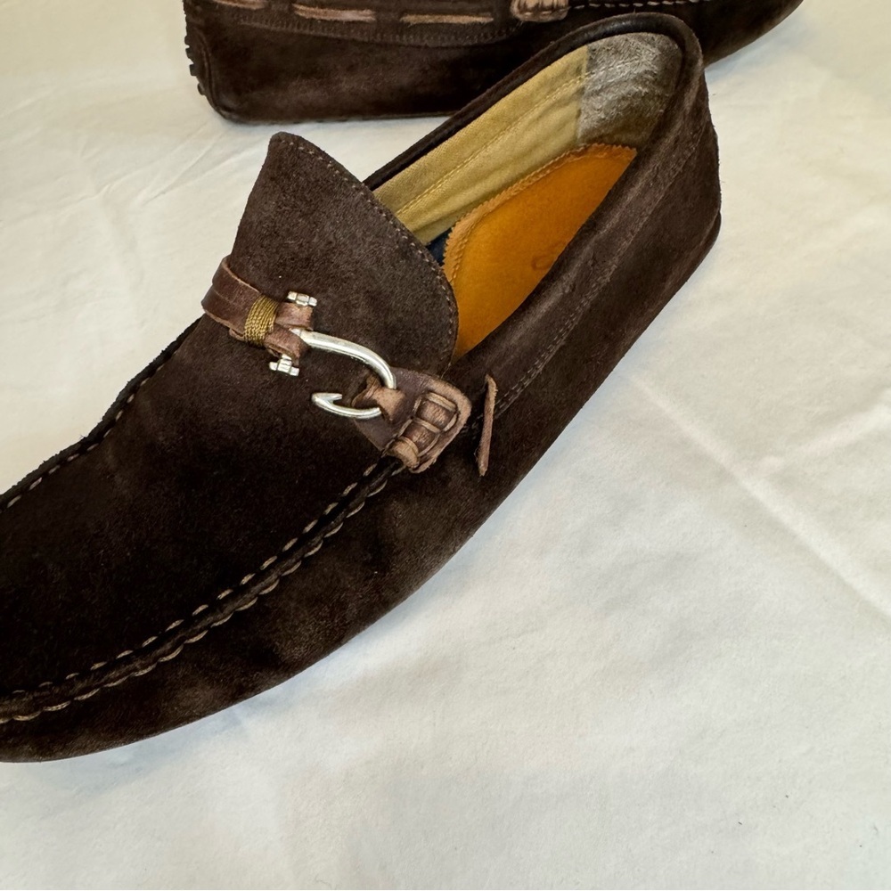Aldo Men's Brown Suede Loafers β Slip-On, Moccasin Style, Metal Accent, Size 9 - Picture 4 of 8